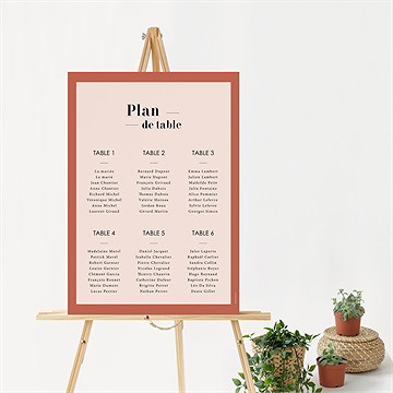 Plan de table mariage en terracotta - Mise en situation