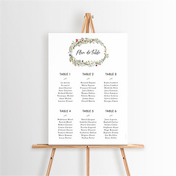 Plan de table mariage gravure champêtre