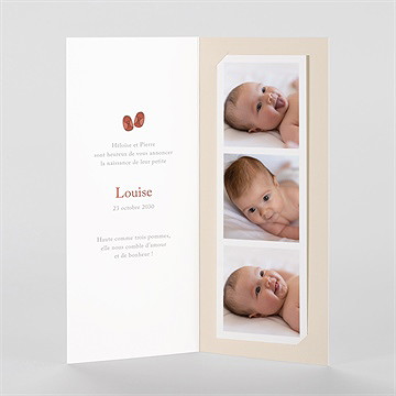 Faire-part naissance petit couffin - Intérieur du faire-part