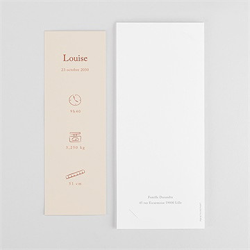 Faire-part naissance petit couffin - Dos du faire-part