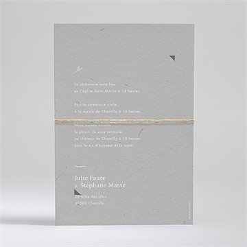 Faire-part mariage elegance - Dos du faire-part