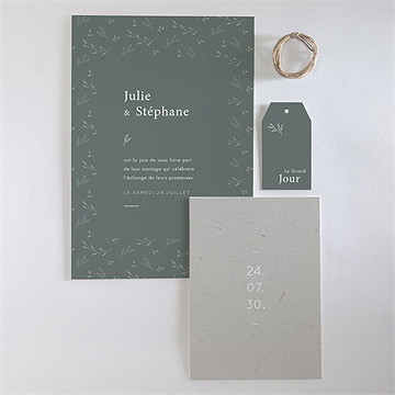 Faire-part mariage elegance - Vue d'ensemble recto