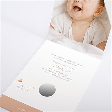 Faire-part naissance tendre eveil - Intérieur du faire-part non gratté