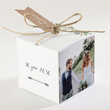 Boîte de dragées mariage balade champetre - Dos de la boîte