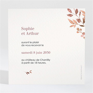 Carton d'invitation mariage poésie cuivrée - Dos du carton