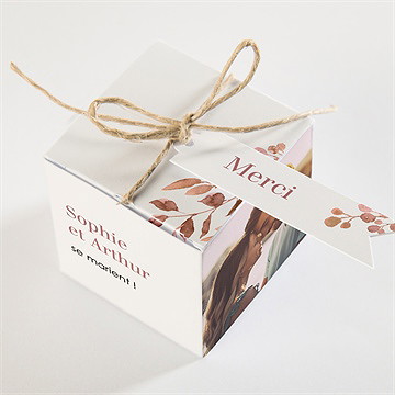 Boîte de dragées mariage poésie cuivrée - Dessus de la boîte