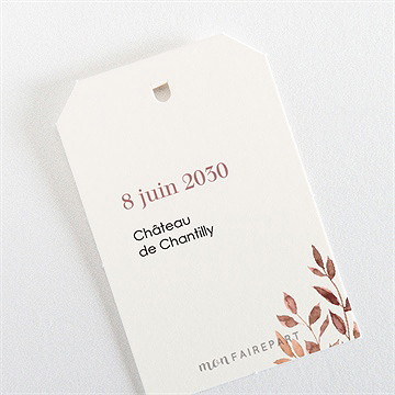 Etiquette mariage poésie cuivrée - Dos de l'étiquette