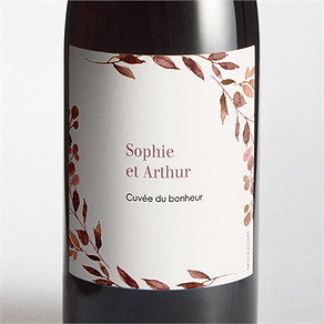 Etiquette de bouteille mariage poésie cuivrée