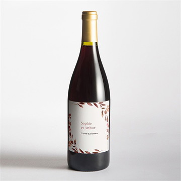 Etiquette de bouteille mariage poésie cuivrée - Mise en situation