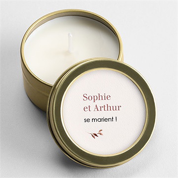 Bougie mariage poésie cuivrée