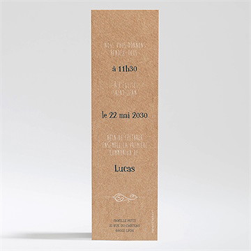 Faire-part communion tout un symbole marque-page - Dos du faire-part