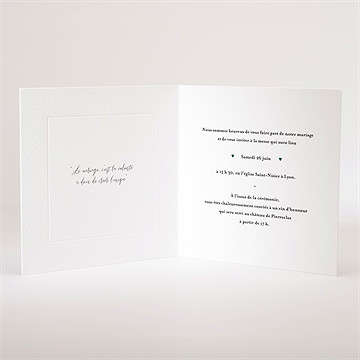 Faire-part mariage notre union carré plié - Intérieur du faire-part