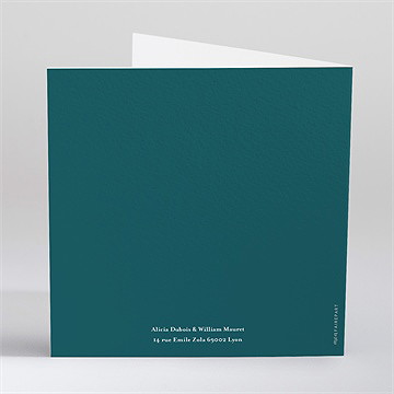 Faire-part mariage notre union carré plié - Dos du faire-part