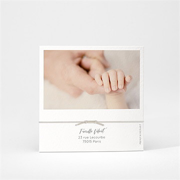 Faire-part naissance présentation bracelet - Dos du faire-part