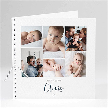 Faire-part naissance pêle mêle ficelle