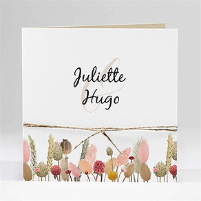 Faire-part mariage bouquet champêtre ficelle