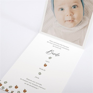 Faire-part naissance présentation pli décalé - Intérieur du faire-part