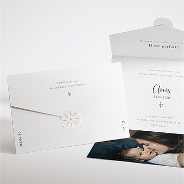 Faire-part naissance pêle mêle enveloppe