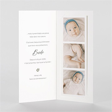 Faire-part naissance présentation photomaton - Intérieur du faire-part