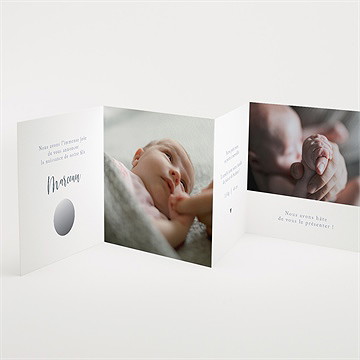 Faire-part naissance notre petit coeur à gratter - Intérieur du faire-part non gratté