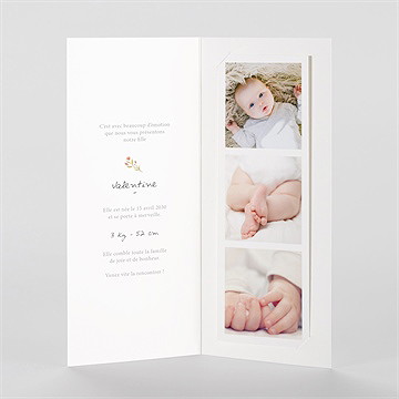 Faire-part naissance poésie photomaton - Intérieur du faire-part