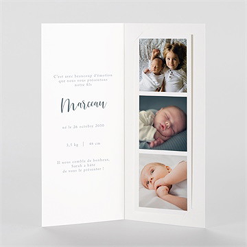 Faire-part naissance notre petit coeur photomaton - Intérieur du faire-part