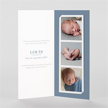 Faire-part naissance moderne et tendance photomaton - Intérieur du faire-part