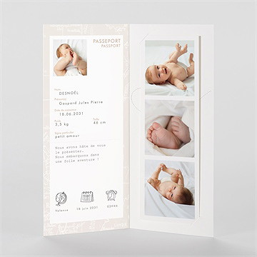 Faire-part naissance premier passeport photomaton - Intérieur du faire-part