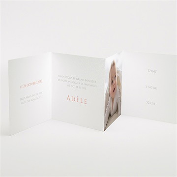 Faire-part naissance belle initiale accordéon - Intérieur du faire-part