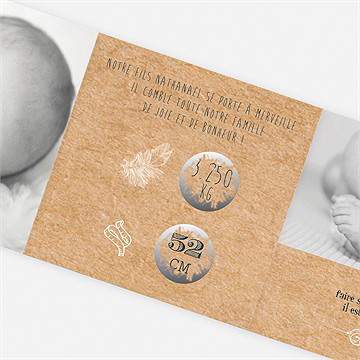 Faire-part naissance on vous présente accordéon - Détail du faire-part