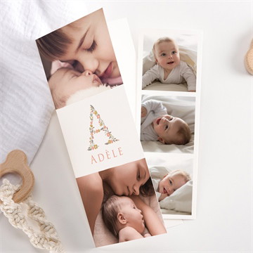 Faire-part naissance belle initiale photomaton