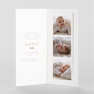 Faire-part naissance belle initiale photomaton - Intérieur du faire-part