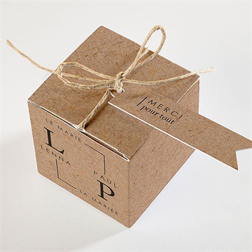 Boîte de dragées mariage liés - Dessus de la boîte