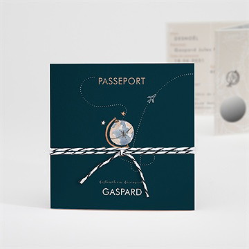 Faire-part naissance premier passeport accordéon