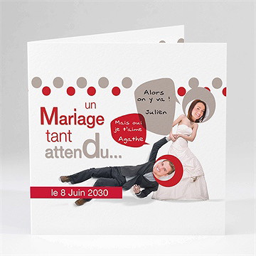 Faire-part mariage humour original plié