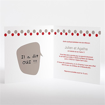 Faire-part mariage humour original plié - Intérieur du faire-part