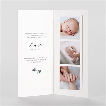Faire-part naissance dans sa couronne photomaton - Intérieur du faire-part