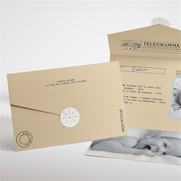 Faire-part naissance mon petit passeport enveloppe