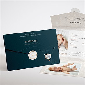 Faire-part naissance premier passeport enveloppe
