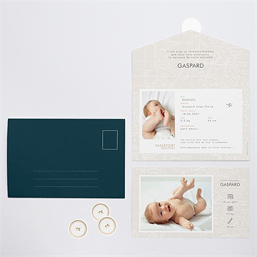 Faire-part naissance premier passeport enveloppe - Vue d'ensemble