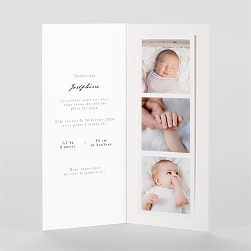 Faire-part naissance neige étoilée photomaton - Intérieur du faire-part