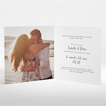 Faire-part mariage dans le sable plié - Intérieur du faire-part