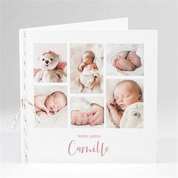 Faire-part naissance jolie mosaïque plié