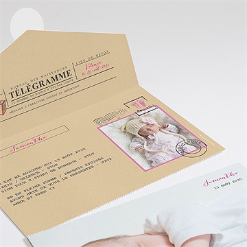 Faire-part naissance son télégramme enveloppe - Intérieur du faire-part