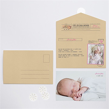 Faire-part naissance son télégramme enveloppe - vue d'ensemble