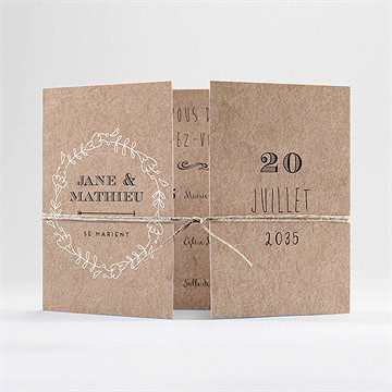 Faire-part mariage kraft en folie 2 volets