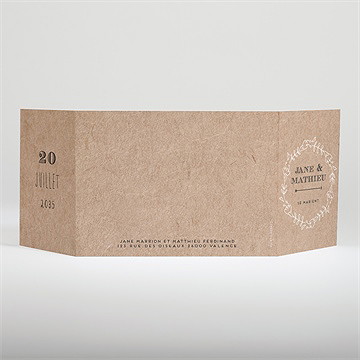 Faire-part mariage kraft en folie 2 volets - Dos du faire-part