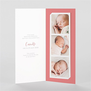 Faire-part naissance jolie mosaïque photomaton - Intérieur du faire-part