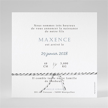 Faire-part naissance le voici ! ensemencé - Dos de la carte