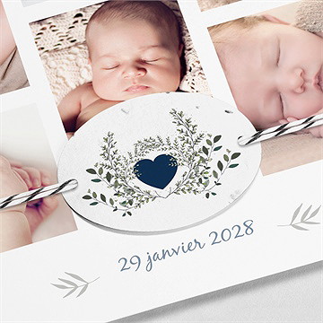 Faire-part naissance le voici ! ensemencé - Détail du faire-part